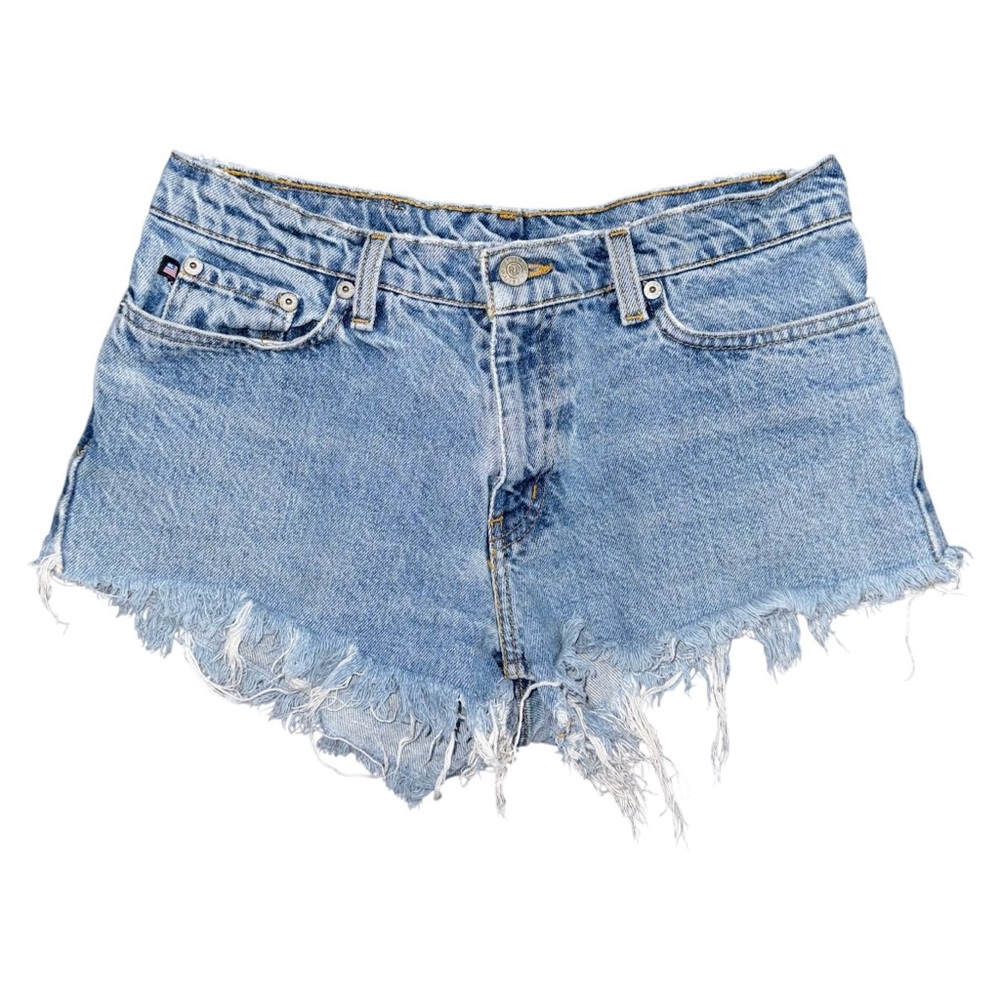 VTG Polo Ralph Lauren Distressed Denim Cutoff Shorts Sz 28 Frayed Boho Festival - Picture 2 of 7